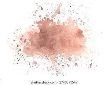 Fondo marrón de manchas de color de agua vectorial aislado en fondo blanco, ilustración de material para diseño y decoración, postal, banner, plantilla