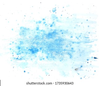 Vector watercolor spots of blue on a white background, stock illustration for design and decoration, banner, postcard, business card.