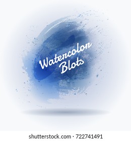 Vector watercolor spray background texture isolated. Watercolor effects. The concept of a blue winter seasonal flowers abstract background. Vector Illustration.