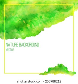 Vector watercolor spring background with frame.