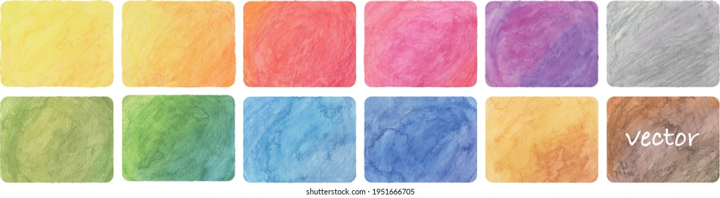 Vector watercolor square painting set