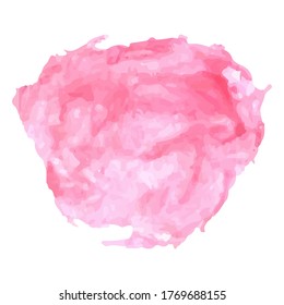 Vector watercolor stain, pink brushstroke on a white background, stock illustration for design and decor, banner, template, postcard, card.