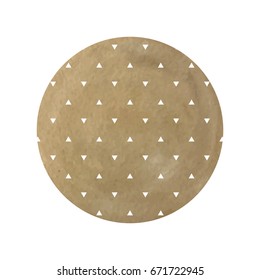 Vector watercolor stain.Brown watercolor paint circle. Vector background .Watercolor element with patterns with triangles