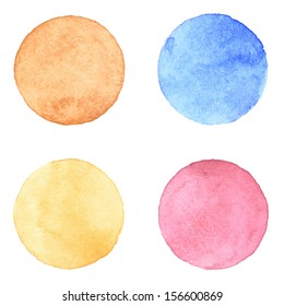 Vector watercolor stains. Watercolor circles collection. Watercolor stains set isolated on white background. Watercolour palette.