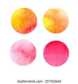 Vector watercolor stains. Watercolor circles collection. Watercolor stains set isolated on white background. Watercolour palette.