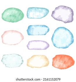 Vector watercolor stains set. Collection colored strokes and kyaks paint. Abstract ink background for design