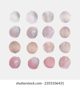 Vector watercolor stains.Blue watercolor paint circles vector backgrounds set.Watercolor elements with patterns from drops, triangles, waves and chevron