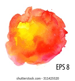 vector watercolor stroke with gradient from red to yellow