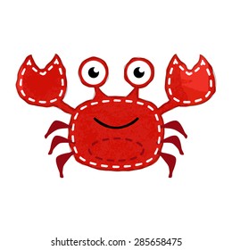 Vector Watercolor Style Crab with Stitching