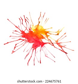 Vector watercolor sun bright flowing splash modern abstract background for a stylish cover, card, invitation, business card and banner