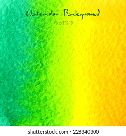 vector watercolor sunny azure, green and yellow gradient background