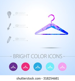 Vector watercolor tailor hanger icon with infographic elements 