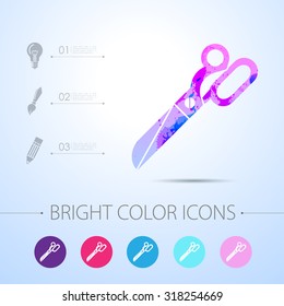 Vector watercolor tailor scissors icon with infographic elements 