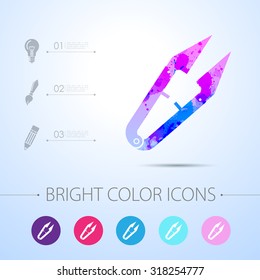 Vector watercolor tailor seam ripper icon with infographic elements 