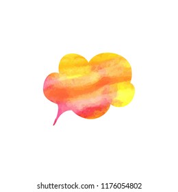 Vector Watercolor Talk Bubble, Blank Frame Template, Colorful Comic Element Isolated on White Background.