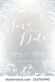 Vector watercolor template save the date with tropic floral frame, leaves. Artistic vector design for banners, greeting cards,sales, posters