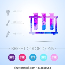 Vector watercolor test-tube icon with infographic elements 