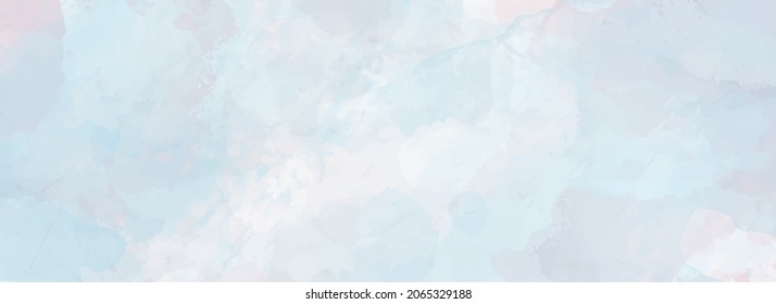 Vector watercolor texture for cards. Hand drawn vector texture. Sky, light, cloud, blue, white. Pastel color watercolour blur banner. Christmas	