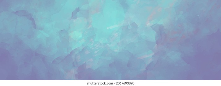 Vector watercolor texture for cards. Hand drawn vector texture. Pastel color watercolour banner. Blue background. Brushstrokes and splashes. Template for design.	