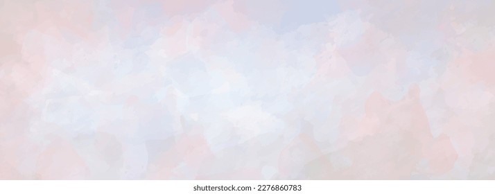 Textura de acuarela vectorial para tarjetas. Textura vectorial dibujada a mano. Nubes blancas y rosas. Cielo azul. Cielo. Banner de acuarela color pastel. Plantilla de diseño.	
