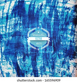 Vector watercolor texture. Grunge paper template. Wet paper. Banner. Label. Blobs, stain, paints blot. Backdrop for scrapbook elements with space for text. Banner. 