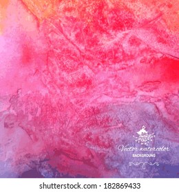 Vector watercolor texture. Grunge paper template. 