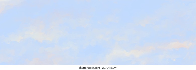 Vector watercolor texture. Hand drawn vector texture. Background for cards, poster. White clouds. Blue sky. Pastel color watercolour banner. Template for design.
