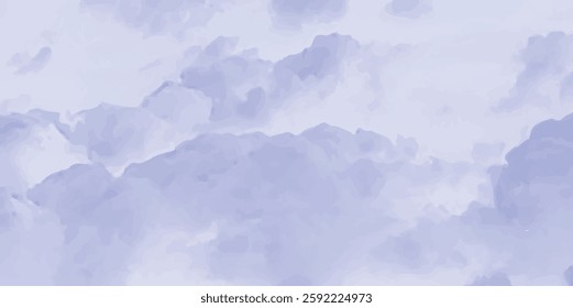 Vector watercolor texture. Hand drawn vector texture. Sky, light, clouds, blue, white. Brushstrokes. Pastel color watercolor blur banner for design. Christmas template for poster, cards and cover.
