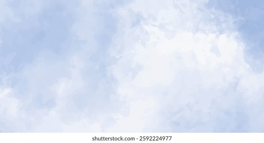 Vector watercolor texture. Hand drawn vector texture. Sky, light, clouds, blue, white. Brushstrokes. Pastel color watercolor blur banner for design. Christmas template for poster, cards and cover.
