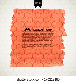 Vector watercolor texture with hexagon structure. 