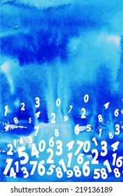 vector watercolor texture with numbers in blue 