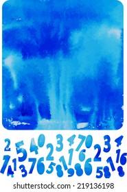 vector watercolor texture with numbers in blue 