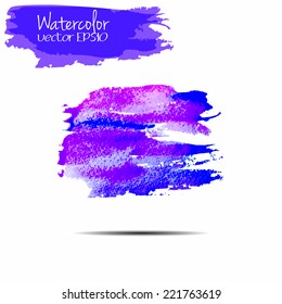 Vector watercolor texture.Wet paper. Blobs, stain, paints blot. Abstract. Composition for scrapbook elements. Isolated banner.