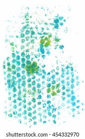 Vector watercolor texture with teal blue and green dots; abstract background with copyspace