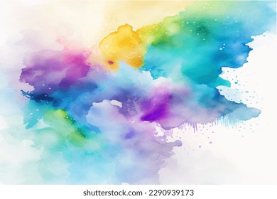 Vector watercolor texture with white clouds and sky for cards. Hand drawn vector texture. Heaven. Summer watercolour banner. Template for design.