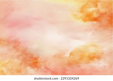 Vector watercolor texture with white clouds and sky for cards. Hand drawn vector texture. Heaven. Summer watercolour banner. Template for design.