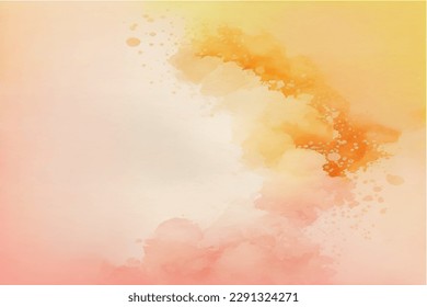 Vector watercolor texture with white clouds and sky for cards. Hand drawn vector texture. Heaven. Summer watercolour banner. Template for design.