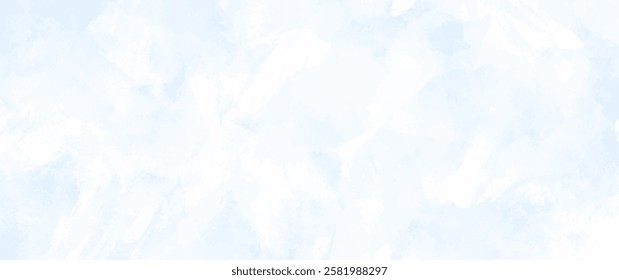 Vector watercolor texture with white clouds and blue sky for cards. Hand drawn vector texture. Heaven. Summer watercolour banner. Template for design.