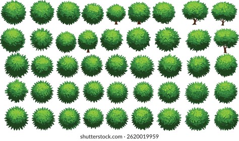 vector watercolor tree top view isolated on white background for landscape