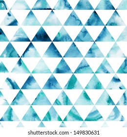 Vector watercolor triangles pattern. Modern hipster pattern. Colorful texture in hipster style. Geometry template. Grunge pattern.Retro triangle background. Bright pattern