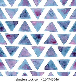 Tricángulos de color de agua vectorial fondo blanco sin fisuras