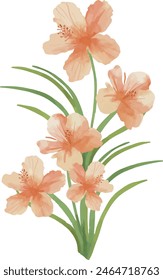 Vector Watercolor tropical bouquet with pink flower, leaves. Template, design elements for greeting cards, invitation, gender party, baby shower, birthday, event, holiday, wedding card, printable, EPS