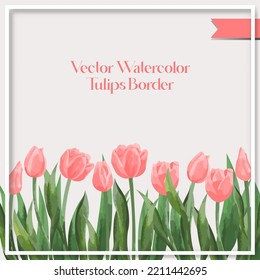 Vektorwasserfarben-Tulpengrenzsammlung