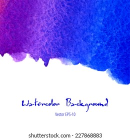 vector watercolor ultramarine and violet gradient background with lower copy space