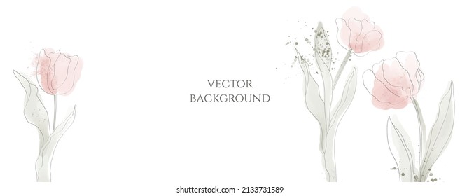 Vector watercolor universal background with Flowers.