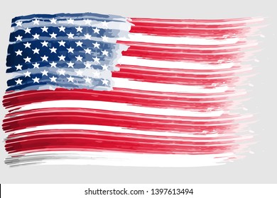 Vector watercolor USA flag for public holidays on white background