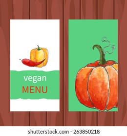 vector watercolor vegan menu