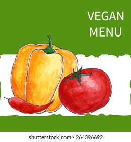 vector watercolor vegan menu 