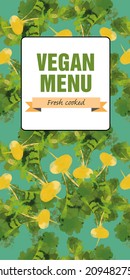Vector watercolor vegetable background.Vegan menu with turnip