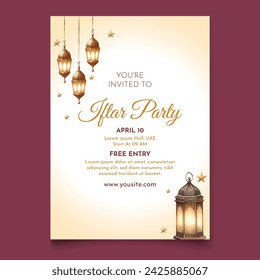 vector watercolor vertical iftar party invitation template